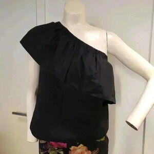 Asos off-shoulder black ruffle top 100% cotton